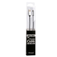 i-Total i-Total CM3093 Shiny Fabric USB-MicroUSB kábel 1m fekete-ezüst (CM3093)