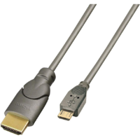 Lindy Lindy 0.5m HDMI - USB 2.0 Micro B M/M 0,5 M Micro USB Fekete, Antracit (41565)