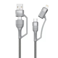 DUDAO Dudao 4az1-ben USB-A - 2xUSB-C - Lightning 2.4A töltőkábel 1m szürke (L20xs) (L20xs)