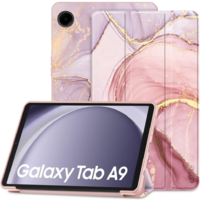 TokShop Samsung Galaxy Tab A9 (8.7) SM-X110 / X115, mappa tok, márvány minta, Trifold, lila/színes (TS4927)
