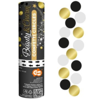 Godan Godan Party konfetti ágyú, 15 cm - arany,fekete (JC-KPKC15) (JC-KPKC15)