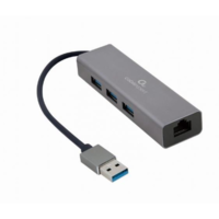 Gembird Gembird USB Gigabit hálózati Adapter 3 portos USB 3.0 Hub-bal szürke (A-AMU3-LAN-01) (A-AMU3-LAN-01)