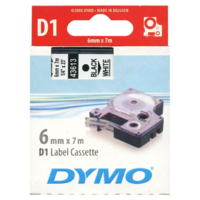 DYMO DYMO "D1" Feliratozógép kazetta 6 mm x 7 m fekete-fehér (S0720780) (GD43613)