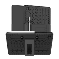 gigapack Defender műanyag telefonvédő (közepesen ütésálló, szilikon belső, kitámasztó, autógumi minta) FEKETE [Samsung Galaxy Tab S6 Lite 10.4 LTE (SM-P619) 2022] (5996457970605)