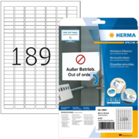 HERMA HERMA Etiketten A4 weiß 25,4x10 mm ablösbar Papier 4725 St. (10001)