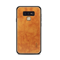 Mofi MOFI műanyag telefonvédő (szilikon keret, bőr hatású hátlap) BARNA [Samsung Galaxy Note 9 (SM-N960F)] (5996457790654)