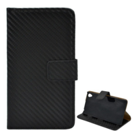 gigapack Tok álló, bőr hatású (FLIP, oldalra nyíló, asztali tartó funkció, karbon minta) FEKETE [Sony Xperia Z3 (D6653)] (5996457496082)