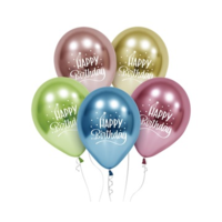 Godan Godan Beauty and Charm: Happy Birthday 5 db-os metál fényű lufi csomag - 30 cm (GZ-HBP5) (GZ-HBP5)