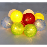 IRIS IRIS Gömb alakú 6cm/színes fonott/1,5m/több színű/10db LED-es/USB-s fénydekoráció (104-09) (104-09)