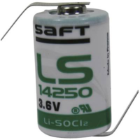 Saft 1/2 AA lítium elem, forrasztható, 3,6V 1200 mAh, forrfüles, 15 x 25 mm, Saft LS14250HBG (LS14250HBG)