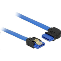 DeLock Delock 84990 SATA-kábel 6 Gb/s egyenes -> jobbra néző, fém rögzítő, kék, 30cm (84990)