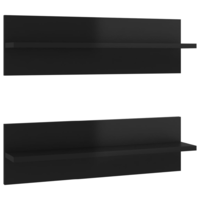 vidaXL 2 db magasfényű fekete forgácslap fali polc 60 x 11,5 x 18 cm (807329)