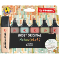 Stabilo STABILO BOSS NatureColors szövegkiemelő 6 dB Vésőhegyű Fekete, Bronz, Barna, Zöld, Szürke, Világoszöld (70/6-2-2)