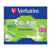 Verbatim Verbatim CD-RW újraírható CD lemez 700MB normál tok (43148)