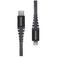 Swissten Swissten 71544010 Kevlar USB Type-C apa - Lightning apa Adat és töltő kábel - Fekete (1.5m) (71544010)