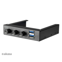 Akasa Ventilátor szabályzó Akasa FC06 V2 3.5 3 csatornás Fekete + 2x USB 3.0 Port (AK-FC-06U3BK)
