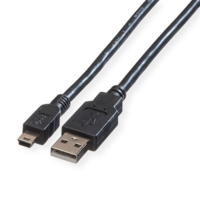 Roline Roline USB 2.0 A - Mini USB (5pin) kábel 0,8m fekete (11.02.8708-10) (11.02.8708-10)