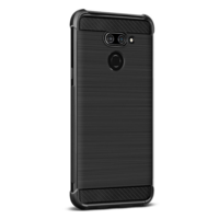 Imak IMAK VEGA szilikon telefonvédő (közepesen ütésálló, légpárnás sarok, szálcsiszolt, karbon minta) FEKETE [LG K50 (LMX520)] (5996457886142)