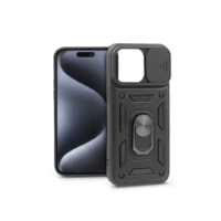 Haffner Apple iPhone 15 Pro ütésálló hátlap gyűrűvel és kameravédővel - Slide Armor - fekete (PT-6865)