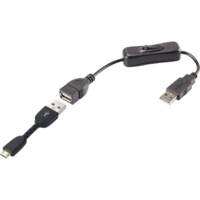 Renkforce Renkforce USB 2.0 Csatlakozókábel [1x USB 2.0 dugó, A típus - 1x USB 2.0 dugó, mikro B típus] 25.00 cm Fekete Be-/kikapcsolóval, Aranyozatt érintkező (RF-3346626)