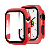 gigapack Műanyag keret (BUMPER, ütésálló + kijelzővédő üveg) PIROS [Apple Watch Series 7 41mm] (5996591115146)