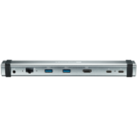 CANYON CANYON DS-6 Multiport Docking Station with 7 ports: 2*Type C+1*HDMI+2*USB3.0+1*RJ45+1*audio 3.5mm, Input 100-240V, Output USB-C PD 5-20V/3A&USB-A 5V/1A, with type c to type c cabel 0.3m, Space gray, 226*33.7*24mm, 0.174kg (CNS-TDS06DG)