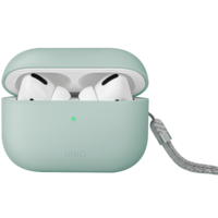 Uniq Bluetooth fülhallgató töltőtok tartó, szilikon, csuklópánt, vezeték nélküli töltés támogatás, Apple AirPods Pro 2 kompatibilis, Uniq Lino, zöld (S69533)