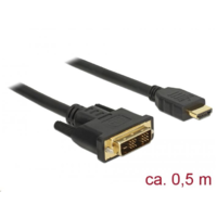 DeLock Delock DVI 18+1 csatlakozódugóval > HDMI-A csatlakozódugóval, 0,5 m kábel fekete (85581) (85581)