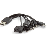 Delock Delock 82442 8 in 1 USB-s 2.0 Töltő kábel - Fekete (0,1m) (82442)