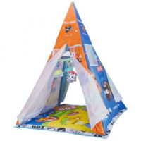 Masen Toys Masen Toys 3 ajtós játszósátor csörgővel, 110 cm - Állat mintás (7150329) (7150329)