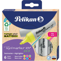Pelikan Büro Pelikan Textmarker 490 eco Set aus 6 Neon-Farben im Etui (823333)