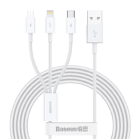 Baseus Baseus Superior Series 3 az 1-ben USB kábel, USB-mikro-USB, USB-C, Lightning, 3,5 A, 1.2m, fehér (CAMLTYS-02 ) (CAMLTYS-02)