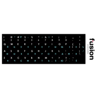 Fusion Fusion Billentyűzet matrica - Fekete alapon Kék/Fehér (Orosz/Angol) (FUS-UZ-RE-BL)