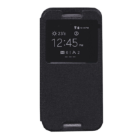 gigapack Tok álló, bőr hatású (FLIP, oldalra nyíló, S-View Cover) FEKETE [HTC One 2015 (M9)] (5996457572625)