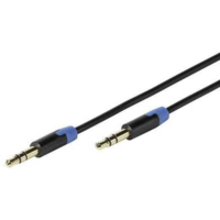 Vivanco Jack audio kábel, 1x 3,5 mm jack dugó - 1x 3,5 mm jack dugó, 0,6 m, aranyozott, fekete, Vivanco 1010220 (41903)