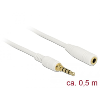 DeLock Delock sztereó jack hosszabbító kábel 3,5 mm 4 pin apa > anya 0,5m fehér (85628) (DE85628)