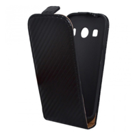 gigapack Tok álló, bőr hatású (FLIP, lefelé nyíló, karbon minta) FEKETE [Samsung Galaxy Ace 4 LTE (SM-G357FZ)] (5996457501885)
