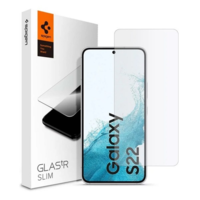 Spigen Samsung Galaxy S22 5G SM-S901, Kijelzővédő fólia, ütésálló fólia (az íves részre NEM hajlik rá!), Tempered Glass (edzett üveg), tok barát, Spigen Glastr Slim, Clear (RS115769)