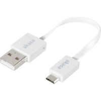 AKASA USB adatkábel, töltőkábel, USB mikro 2.0 fehér, 15 cm, lapos kivitel, Akasa (AK-CBUB16-15WH)