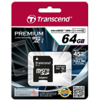 Transcend SD microSD Card 64GB Transcend SDXC UHS1 w/adapter (TS64GUSDU1)