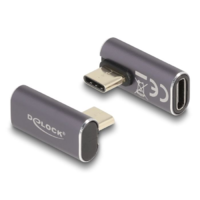 DeLock Delock USB Adapter 40 Gbps USB Type-C PD 3.0 100 W csatlakozódugóval - csatlakozóhüvellyel, elforgatott ívelt bal / jobb 8K 60 Hz fém (60048) (60048)