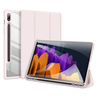 Dux Ducis Samsung Galaxy Tab S7 11.0 / Tab S8 11.0, mappa tok, Trifold, légpárnás sarok, közepesen ütésálló, S-Pen tartóval, átlátszó hátlap, Dux Ducis Toby, rózsaszín (104601)