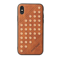 FIERRE SHANN FIERRE SHANN műanyag telefonvédő (bőr hatású hátlap, szegecses) BARNA [Apple iPhone XS 5.8] (5996457817429)