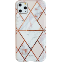 Wooze Apple iPhone 11 Pro Max, Szilikon tok, sokszöges márvány minta, Wooze Geometric Marble, színes/fehér (111090)