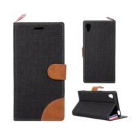 gigapack Tok álló, textil (FLIP, oldalra nyíló, asztali tartó funkció) FEKETE [Sony Xperia M4 Aqua (E2303)] (5996457575527)