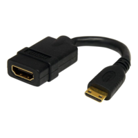 StarTech StarTech.com 5in Mini HDMI to HDMI Adapter, 4K High Speed HDMI Adapter, 4K 30Hz Ultra HD High Speed HDMI Adapter, HDMI 1.4, Gold Plated Connectors, UHD Mini HDMI Adapter 4K, Black - Mini HDMI to HDMI Converter - HDMI adapter - 1.3 cm (HDACFM5IN)