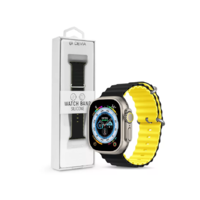 Devia Apple Watch szilikon sport szíj - Deluxe Series Sport6 Silicone Two-tone Watch Band - 42/44/45/49 mm - black/yellow (ST381652)