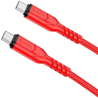 Hoco USB Type-C töltő- és adatkábel, USB Type-C, 100 cm, 3000 mA, 60W, törésgátlóval, gyorstöltés, PD, QC, cipőfűző minta, Hoco X59 Victory, piros (RS154074)