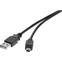 Renkforce USB 2.0 csatlakozókábel, 1x USB 2.0 dugó A - 1x USB 2.0 dugó mini B, 0,15 m, fekete, aranyozott, renkforce (RF-4455804)