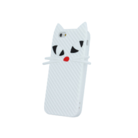 TokShop Huawei Y6 II, TPU szilikon tok, 3D csíkos macska minta, fehér (51132)